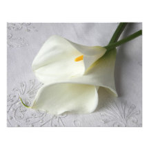 calla lilies on linen invitation
