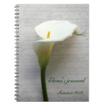 calla lily on handwriting journal notebook