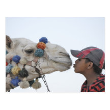 Camel and boy post card