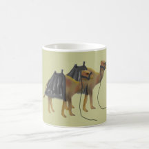 Camels in the desert mug