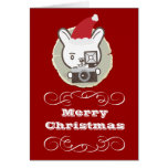 Camera Santa Bunny Christmas Greeting Card
