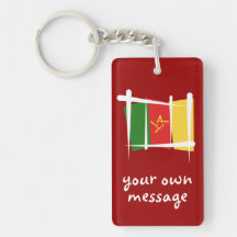 Cameroon Brush Flag Rectangular Acrylic Keychain