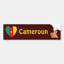 Cameroon Flag Heart + Map Bumper Sticker