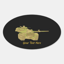 Camo Military Tank Design Oval Stickers