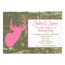 Camo & Pink Deer Head Birthday Party Invite invitations