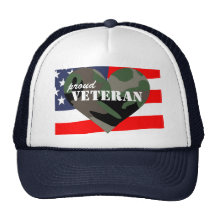 Camouflage Heart Proud Veterans Hat