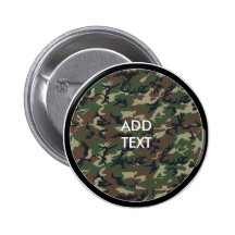Camouflage Woodland Pinback Buttons