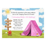 Camping Birthday Party Invitation for Girl
