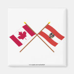 Canada and Austria Crossed Flags Refrigerator Magnet