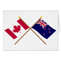 Canada and New Zealand Crossed Flags Card