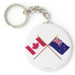 Canada and New Zealand Crossed Flags keychains