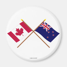 Canada and New Zealand Crossed Flags Fridge Magnets