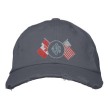 Canada - US- Monogram Hat Embroidered Baseball Caps