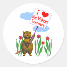 Canadian Beaver Loves the Yukon Round Sticker