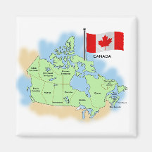 Canadian Flag and Map Fridge Magnets