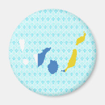 Canary Islands Flag Map full size Refrigerator Magnet