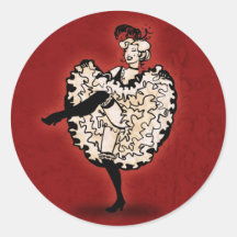 Cancan Dancer Round Stickers