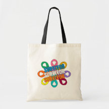 Cancer Awareness Flower Ribbon -  Cancer Survivor Canvas Bag