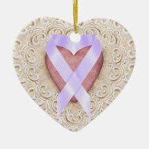 Cancer Ribbon From the Heart - SRF Christmas Ornaments