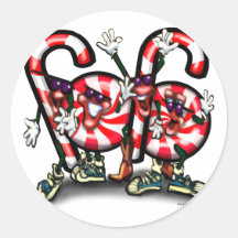 Candy Cane Gang Round Sticker