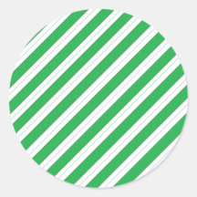 Candy Cane Green Stripes Round Stickers