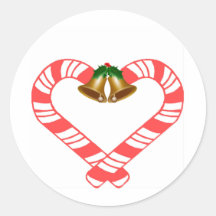 Candy Cane Heart Stickers