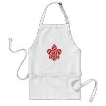 Candy Cane Holiday Fleur de lis Apron