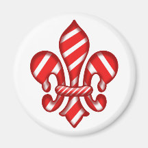 Candy Cane Holiday Fleur de lis Magnet