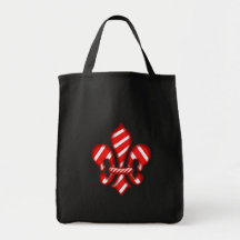 Candy Cane Holiday Fleur de lis Tote Bag