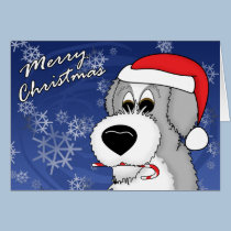 Candy Cane Old English Sheepdog Christmas Card cards