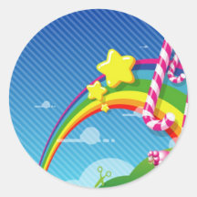 Candy Cane Round Stickers