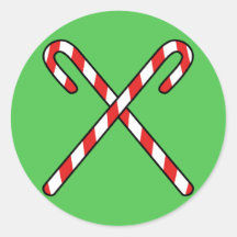 Candy Canes Round Stickers