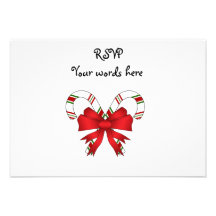 Candy canes with red ribbon invitations