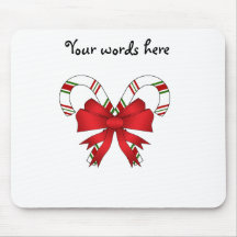Candy canes with red ribbon mouse mats
