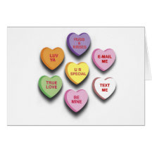 Candy Conversation Hearts Gifts and Apparel Greeting Cards