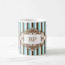 Candy stripe vintage monogram mug