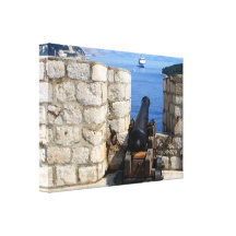Cannon and cruise ship canvas print