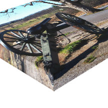 CANNON AND WITNESS TREE ON LITTLE ROUND TOP STRETCHED CANVAS PRINT