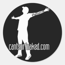 cantsurfnaked logo round sticker