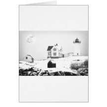 Cape Neddick Light snow sketch Greeting Cards