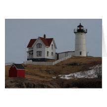 Cape Neddick / Nubble Light in Winter Card