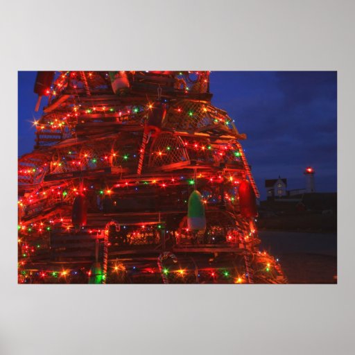 Cape Neddick Nubble Lighthouse Lobster Lights Print