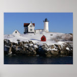 Cape Neddick ( Nubbles ) Lighthouse Winter-Print