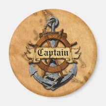 Captain Anchor And Wheel Fridge Magnets