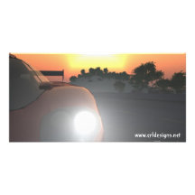 Car Sunset Photo Card