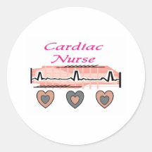Cardiac Nurse EKG Paper Design Round Stickers