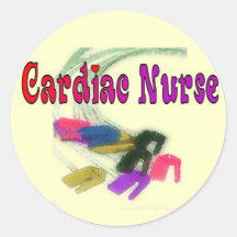 Cardiac Nurse Watercolor Art Gifts Round Sticker