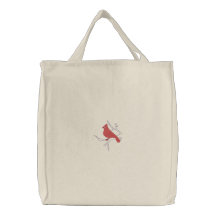 Cardinal in Winter Embroidered Bag