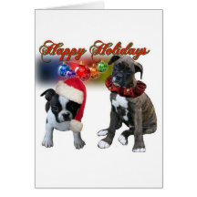 Cards:  Happy Holidays from BT and Boxer puppies
