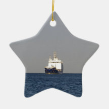 Cargo Ship Zefyros In The Distance Christmas Ornament